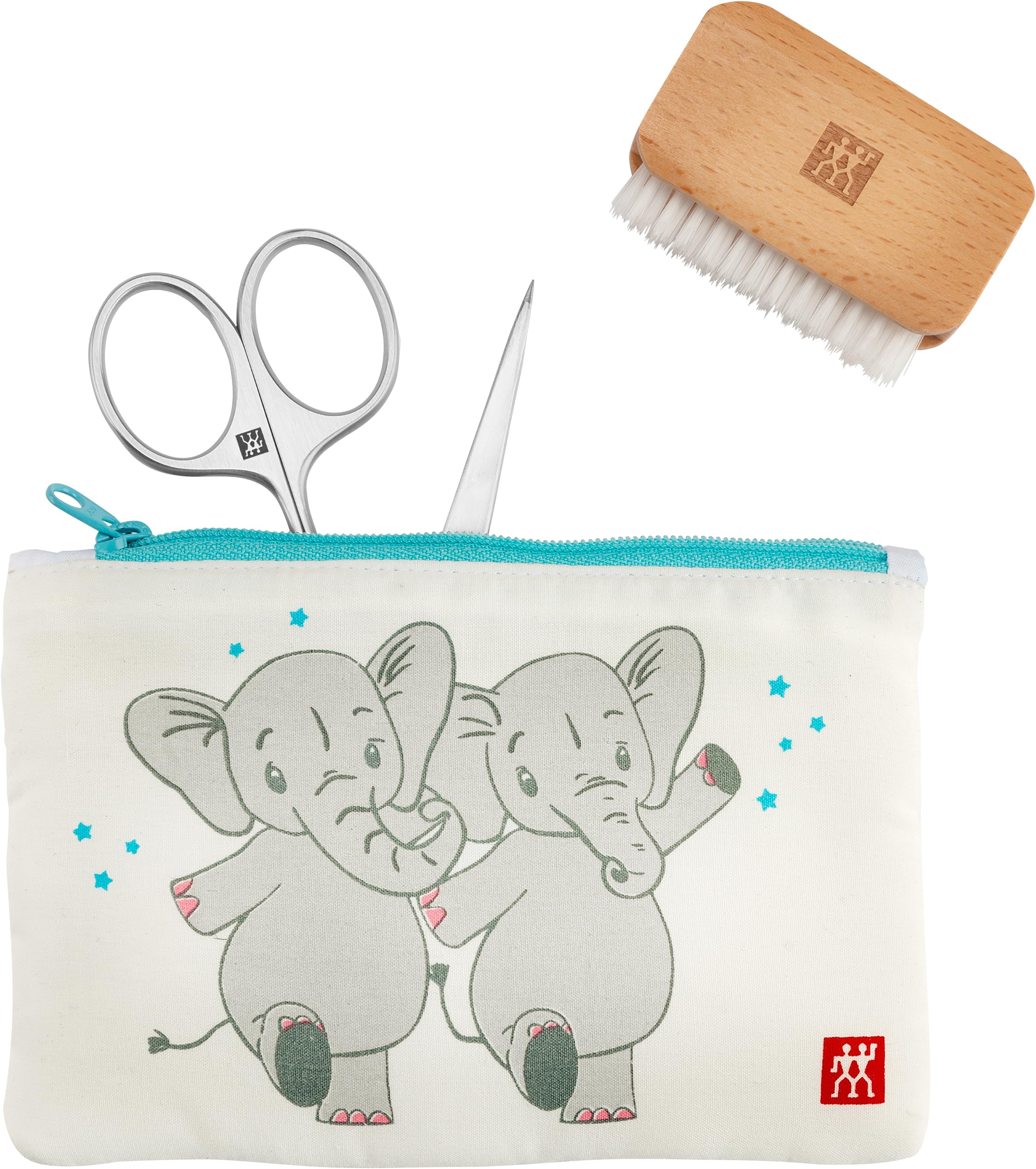 ZWILLING Baby und Kinder Nagelpflegeset, 3-teilig Schonende Nagelpflege Maniküre Geschenk Set Elefant, Weiß