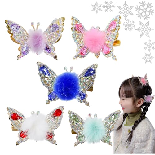 Flying Butterfly Hairpin, New Moving Flying Butterfly Shiny Hair Clips Barrettes for Women Girls, Sweet Butterfly Hairpin with Moving Wings, Elegant Metal Side Clip Moving Flying Butterfly (D*5)