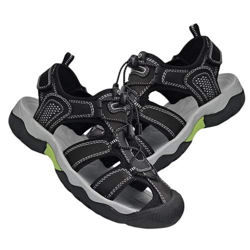 Trekkingsandalen Herren Geschlossene Zehe Herren Wandern Sandalen Verstellbaren Sport Outdoor Wanderschuhe für Sommer Leder Sandale