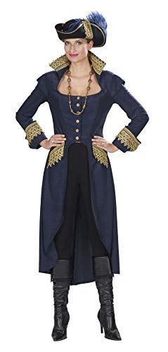 Andrea Moden 750-44/46 - Kostüm Piratin, Mantel mit goldenen Besätzen, Freibeuter, Pirat, Mottoparty, Karneval