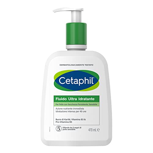 Cetaphil Fluido Ultra feuchtigkeitsspendend, Gesichts- und Körpercreme für trockene oder sehr trockene Haut, ohne Duft, Format 470 ml