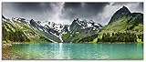 Glasbilder Wandbild Glas Bild einteilig 125x50 cm Querformat Berge Gebirge Natur Landschaft Norwegen Wald See Bergsee Tal S5YM ARTland
