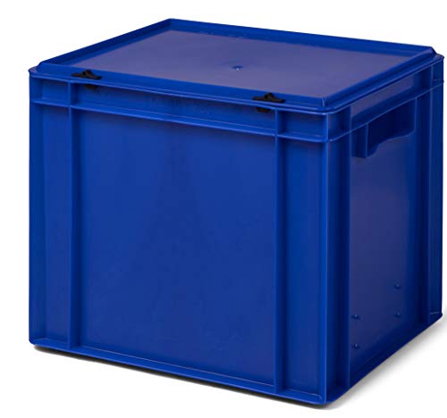 Design Aufbewahrungsbox mit Deckel | Stapelbox stapelbar | 5 Farben | 8 Größen (40x30x33 cm, blau)