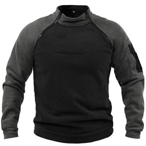 WILMOT Herren Quarter Zip Fleece Pullover Langarm Sweatshirt Outdoor Taktisch Weich Warm Polar Fleecejacke(Grey,XXL)