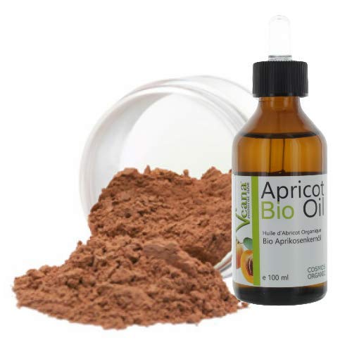 Mineral MakeUp (9g) + Premium BIO Aprikosenkernöl (100ml) DE-Öko - zertifiziert, MakeUp, alle Hauttypen, ohne Zusatzstoffe, ohne Konservierungsstoffe - Nuance Dark Tan