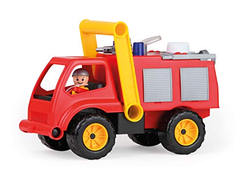 Lena 4213 4355 Aktive Feuerwehr mit Spielfigur, Wassertank und Spritzfunktion ca. 26 cm, Rot, Blau, Silber