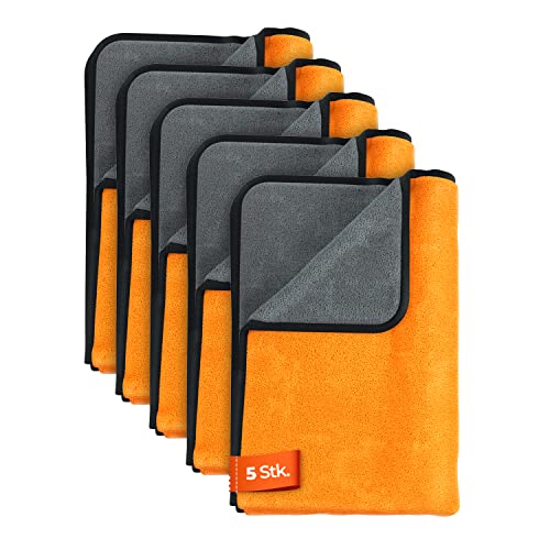 ADBL Puffy Towel XL Poliertuch 840GSM (5 STK.) - Ideal zum auspolieren von Wachsen - fusselfreies Premium Mikrofasertuch für die Auto & Motorrad Pflege - Autopflege Tuch | 60x90cm