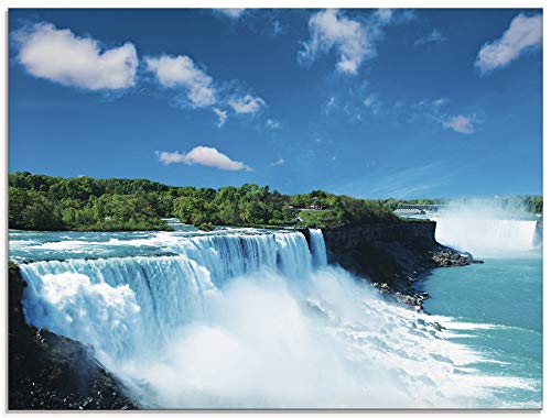 Artland Qualitätsbilder I Glasbilder Deko Glas Bilder 80 x 60 cm Landschaften Gewässer Wasserfall Foto Blau A6LF Niagara