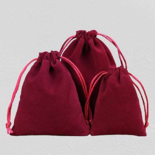 XULIANYI 50 Stück/viel weicher Stoff Samt Kordelzug Geschenktüten für Hochzeit Party Verschiedene Größen Schmuckpaket Elegante Taschen - Burgunderrot, 15 x 20 cm (50 Stück)