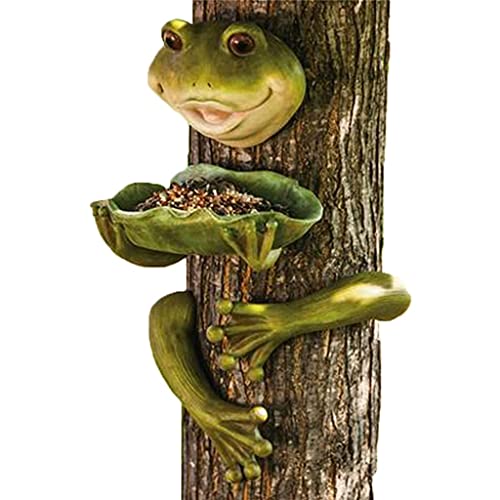 Niedlicher Frosch-Vogel-Futterspender, kreatives Kunstharz, Kunsthandwerk, Tiere, Ornament for den Außenbereich, Garten, Hof, Dekoration, Schiff