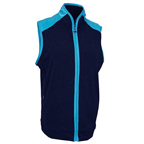 Island Green Womens Kontrast Details Atmungsfähig Leicht Knitter Gilet-Weste-Spitze Jacket, Navy/Tief Pool, UK 16