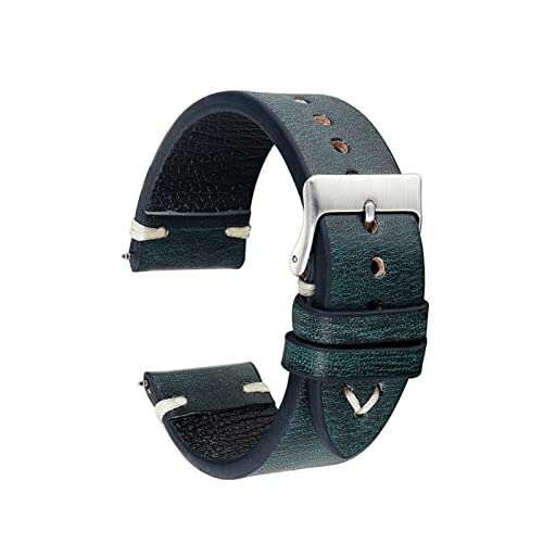 INEOUT Leder Uhrenarmband Handmade Vintage Uhrenarmband Nähen Design Armband Kalbslederband Metallschnalle (Color : A, Size : 22mm)