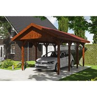 Carport »Wallgau«, BxHxT: 380 x 313 x 600 cm, nussbaum