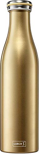 Lurch 240863 Isolierflasche/Thermoflasche für heiße und kalte Getränke aus doppelwandigem Edelstahl 0,75l, gold-metallic