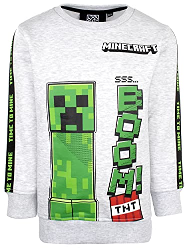 Minecraft - Grau Sweatshirt Geschenke für Jungen Pyjamas - Gaming Merchandise Geburtstag Spiel Tshirt Fanartikel - Alter 7/8