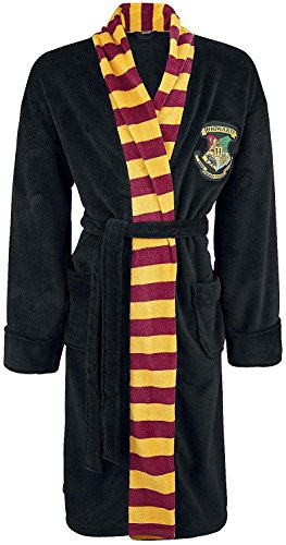 Harry Potter Damen Bademantel mit Hogwarts Wappen, mit Bindegürtel und Seitentaschen
