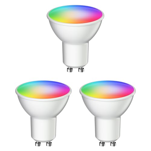 ledscom.de GU10 LED RGB Leuchtmittel, PAR16, warmweiß - weiß (2900-6200K), 5,5W, 473lm, 103°, Smart Home, WLAN, Alexa, matt, 3 Stk.