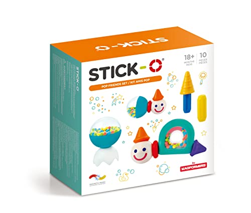 Stick-O magnetische Bausteine für Kinder ab 1 Jahre, kreatives Konstruktionsspielzeug, Lernspielzeug mit Magnet, POP Friends Set für Mädchen und Jungen, Montessori Spielzeug, 10 Teile Set,