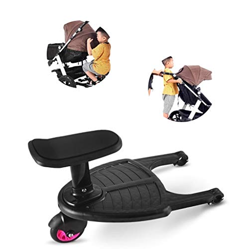Yanhonin Tritthocker für Kinderwagen, universal, Mini-Buggy Board, 360 ° Rad, Skateboard, Kinderwagen, Pedal, faltbar, abnehmbarer Sitz und zusammengebaut