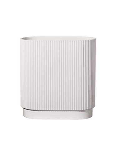 ASA - Artdeco - Vase - weiß matt - oval - Rillenstruktur - 34,5 x 16 cm - Höhe: 40 cm