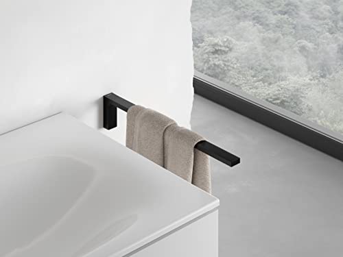 KEUCO Handtuchhalter aus Metall, schwarz-matt, einarmig, starr, 45cm tief, für Badezimmer und Gäste-Toilette, Wandmontage, Edition 11