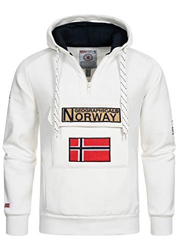 Geographical Norway Gymclass Herren-Kapuzen-Sweatshirt, einfädelbar Gr. XL, weiß