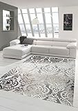 Designer Teppich Moderner Teppich Wollteppich Meliert Wohnzimmerteppich Wollteppich Ornament Grau Cream Taupe Größe 120x170 cm