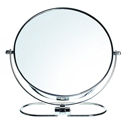HIMRY Faltbare Doppelseitig Kosmetik Spiegel 8 inch, 10x Vergrößerung, 360° drehbar. Kosmetikspiegel Tischspiegel, 2 Spiegel: normal und 10 - Fach Vergrößerung, verchromten, KXD3125-10x