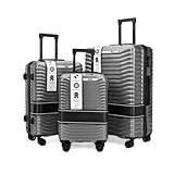 FORTENA Reisekofferset Klappbarer Koffer Set aus Polycarbonat Reisegepäck 4 Räder und Griff Zahlenschloss leicht 3 Stück XXL-XL-L (Grau)