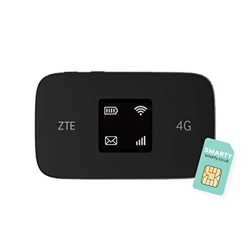 ZTE MF971R, LTE CAT6/4G Low Cost, superschneller, tragbarer mobiler WLAN-Hotspot, entsperrtes Reise-WLAN, 300 Mbit/s, 2000 mAh Akku, Dualband, mit kostenloser Smarty-SIM-Karte, Schwarz