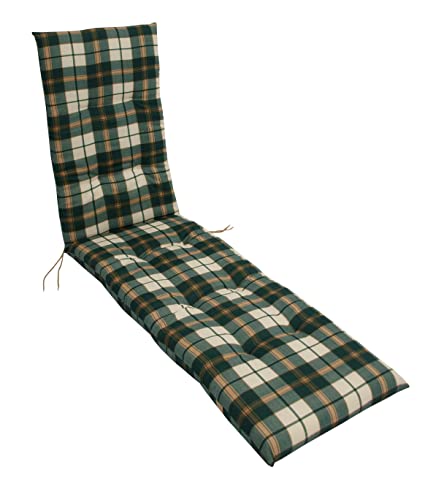 DEGAMO Auflage Boston für Liege Deckchair Relaxsessel, 46x175cm, grün/beige kariert