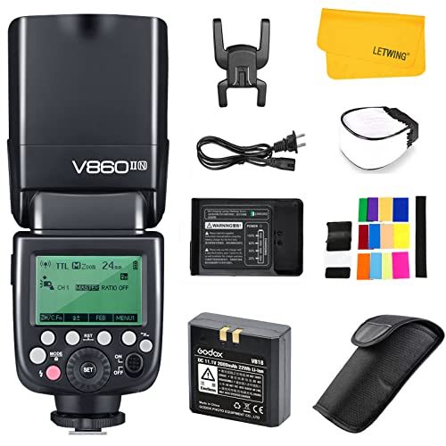 Godox V860IIN i-TTL 2.4G GN60 HSS Kamera Speedlite Blitzgerät Blitz mit 2000mAh Akku Für Nikon D800 D700 D7100 D5200 D5000 D300 D3100 D200 D70s D810 D610 D90 D750 Kamera(V860II-N)