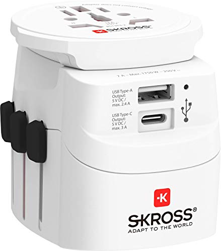 SKROSS | Universal-Reisestecker mit USB & USB C, weiß, 1.302472