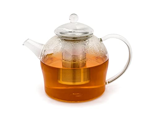 Bredemeijer kleine gläserne einwandige Teekanne 0.5 Liter inkl. Filtersieb aus Edelstahl - zur Aufbereitung von losem Tee