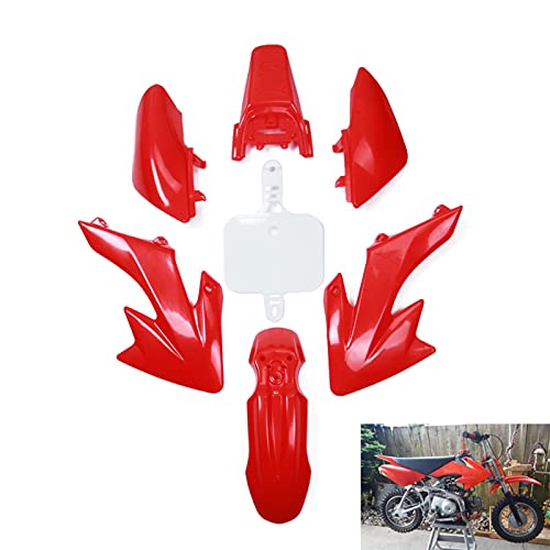 An Xin Motorrad ABS Kunststoff Kotflügel Kit Karosserie Arbeitsverkleidung Kit für Honda XR50 CRF50 Chinesische 50cc 70cc 90cc 110cc 125cc 140cc 150cc 160cc Dirt Pit Bike (Rot und Weiß)