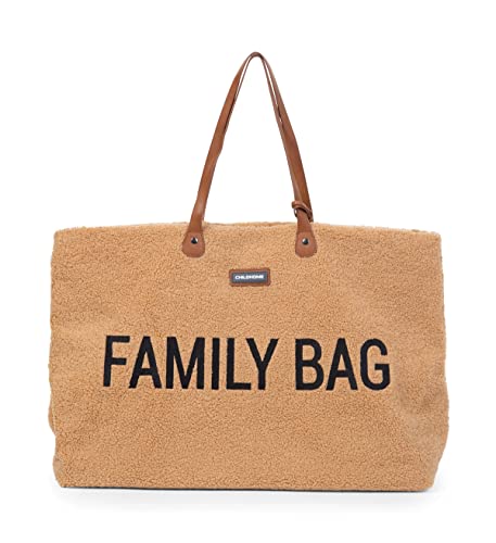 Childhome CWFBT Family Bag, Wickeltasche, Reisetasche, großes Fassungsvermögen, abnehmbare Tasche, Teddy Beige