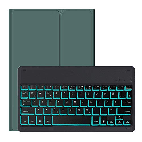 YGoal Tastatur Hülle für Honor Pad X9, QWERTZ Layout Ultra-Dünn Hülle mit 7 Farben Hintergrundbeleuchtung Abnehmbarer Deutsches Tastatur für Honor Pad X8 Pro 11.5, DGrün