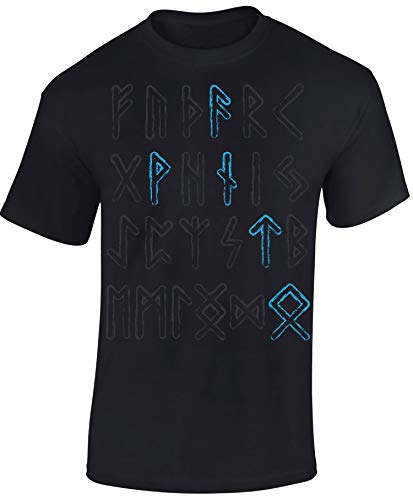 Wikinger Shirt Herren : Wotan Runen - T-Shirt Wikinger Geschenke für Männer - Wikinger Kleidung (5XL)