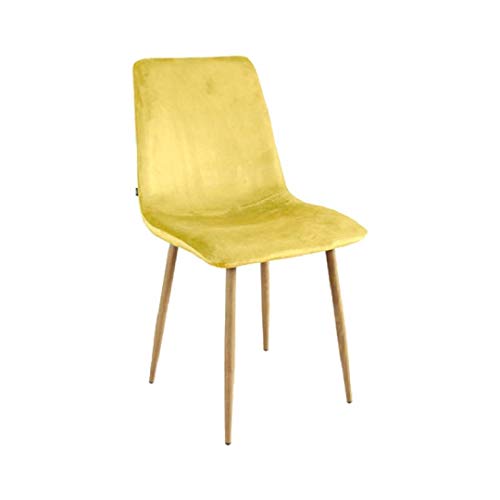 Zons 6 Stück Zak Stuhl, Velours, gelb, 4 Füße aus Metall, Holzeffekt, Gelb