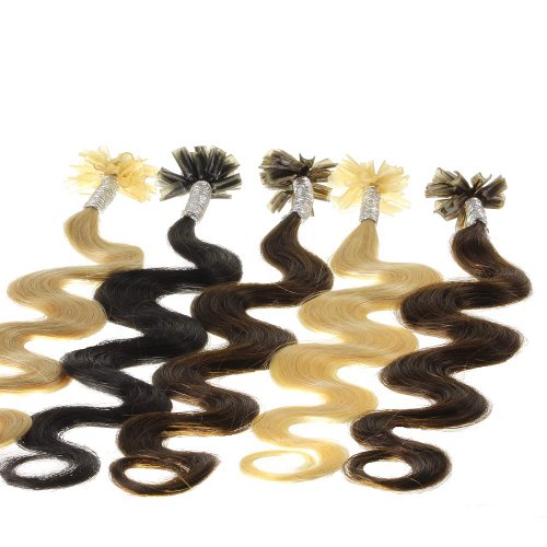 hair2heart 200 x 1g Echthaar Microring Loop Extensions, 60cm - glatt - #22 goldblond - Loops Haarverlängerung