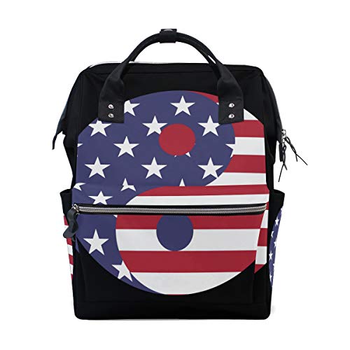 FANTAZIO Mumien-Tasche, Rucksack mit amerikanischer Flagge, Yin Yang