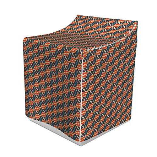 ABAKUHAUS Abstrakt Waschmaschienen und Trockner, Rauten mit Donner Motiv und Hexagon-Art Mosaik Design Geometrische Muster, Bezug Dekorativ aus Stoff, 70x75x100 cm, Mehrfarbig
