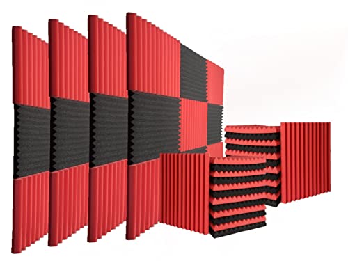 YDHTDLHC Akustikpaneele, Studioschaum, 30,5 x 30,5 x 2,5 cm, schalldichte Baumwolle, geeignet für Kirche, Ankerzimmer, Gesangszimmer, Heimkino (schwarz/rot)