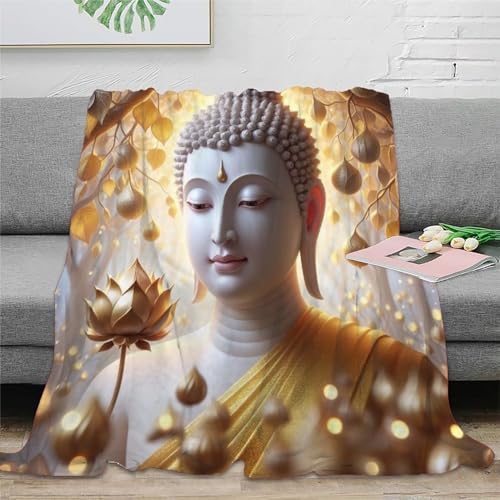 Buddha Wohndecken 3D Druck Zen-Muster Flanell Flauschig Warm Bett Decken Weichen Flauschig for Erwachsene Kinder 70x80inch(180x200cm)