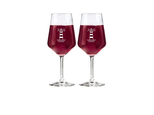 eXODA Weinglas Leuchtturm Lindau mit Motiv Set aus 2 Gläsern