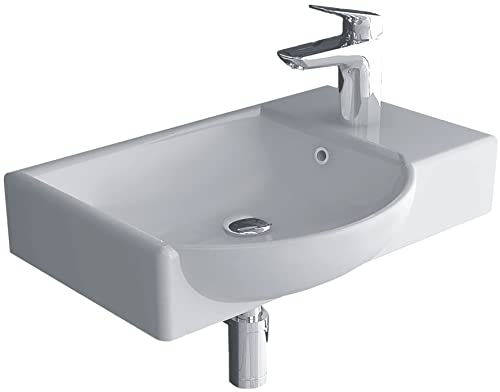Alpenberger Hand-Waschbecken - Waschtisch - Keramik-Waschbecken mit Überlauf - Schmutz-abweisendes Hänge-Waschbecken für Badezimmer & Gäste-WC