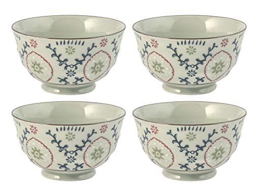 H&H 735363 Orientalisches Set aus 4 Cups, Porzellan, Blumen, 11 cm