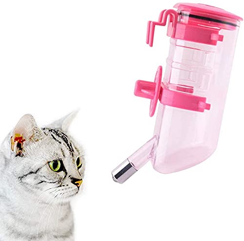 Sweelive Große Wasserflasche für Haustiere, 500 ml, automatischer Wasserspender für Haustiere, kleine und mittelgroße Tränke für Hunde, Welpen, Katzen (Rosa)