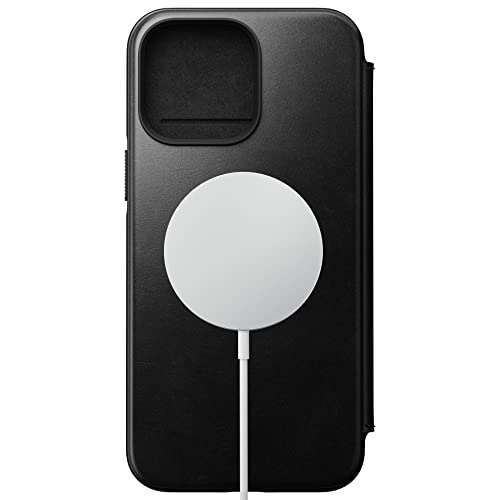 Nomad Schutzhülle für iPhone 14 Pro, Leder, Brieftasche, Flip-Case, 3 Kartenfächer, 360° erhöhte Kanten, Schutz vor Stürzen, Magnet Safe & Wireless Charging