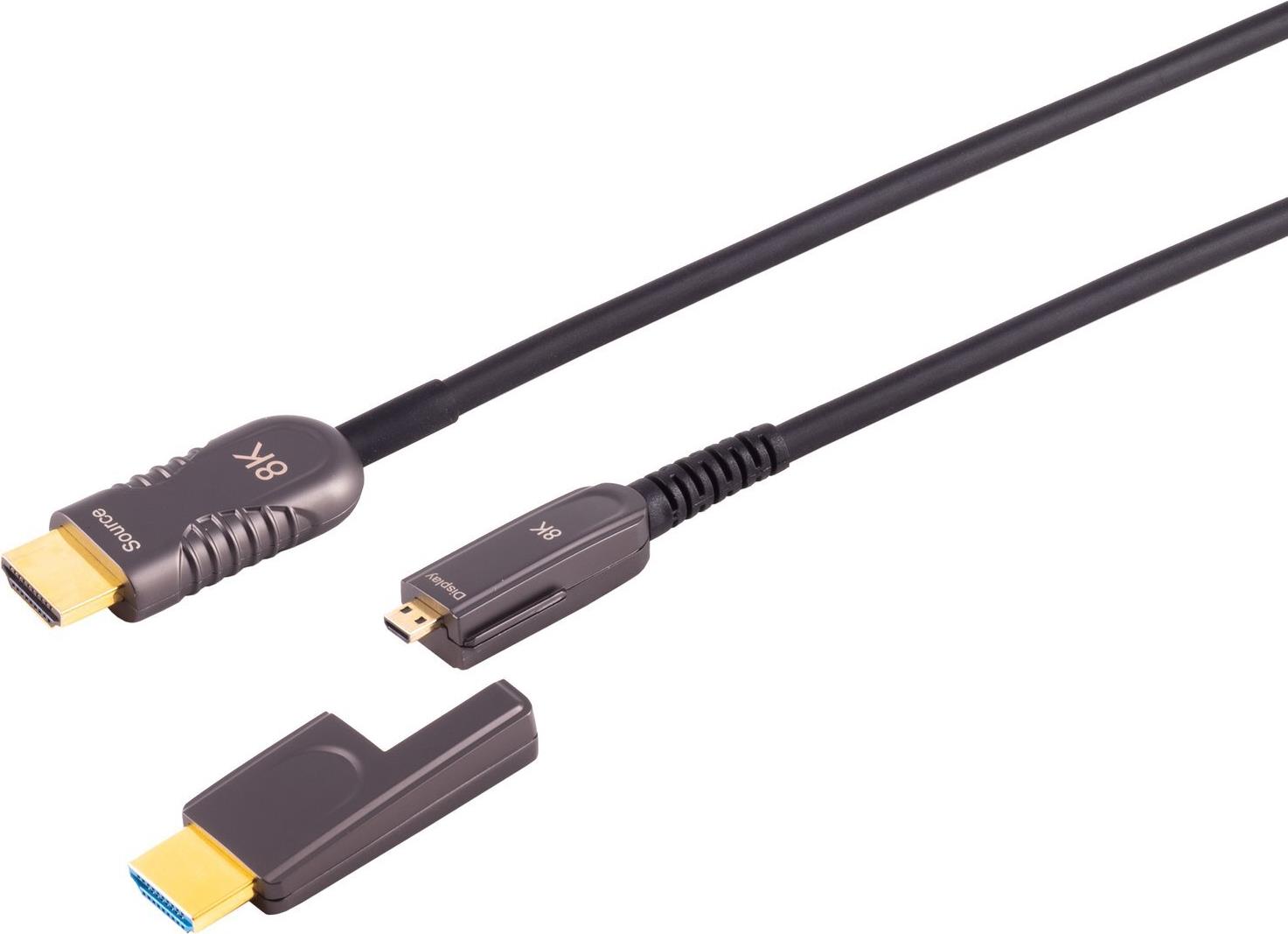 S/CONN maximum connectivity HDMI Anschlußkabel-Optisches HDMI Verlegekabel-Set, 10K, 15m (30-52085)
